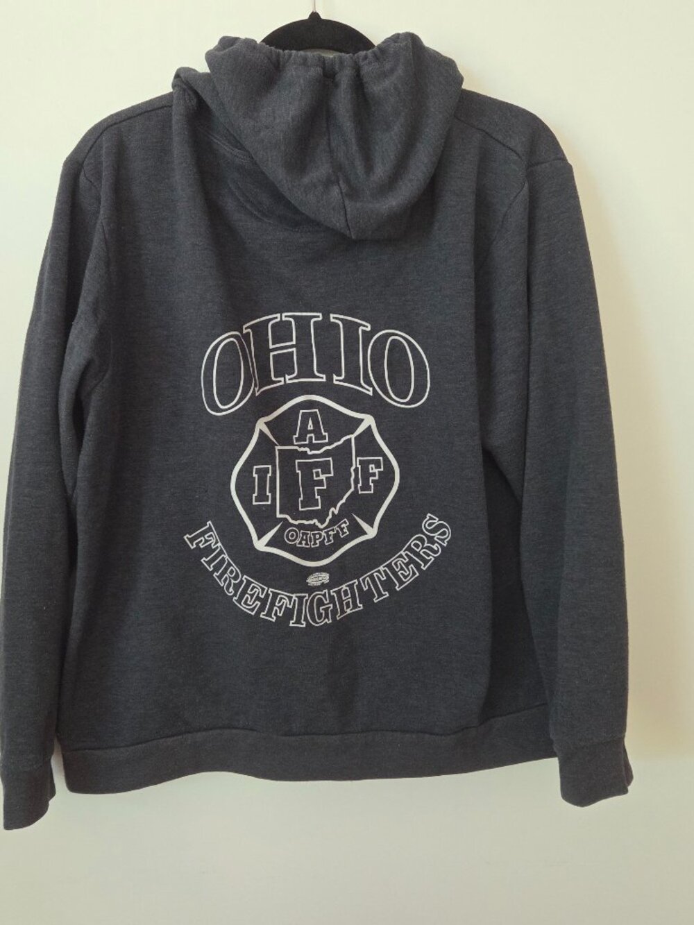 Ohio Firefighters Zip Hoodie 2XL Made in USA Gray IAFF OAPFF Sweatshirt